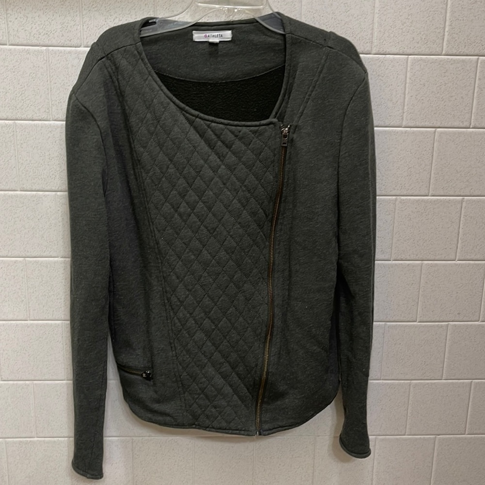 Athleta Zip Quilted jacket Outerwear size large- Moto Style - Picture 2 of 8